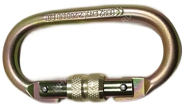 Карабин овал с муфтой keylock 25 кн сталь (бронзовый)